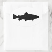 Forel Silhouet (Zwart op Wit) Ovale Sticker (Tas)