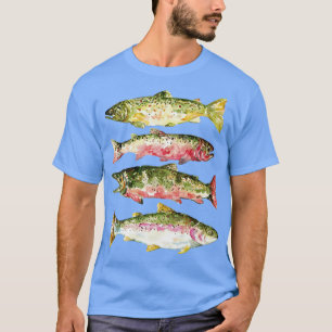 Forel soort vis waterverf schilderij t-shirt