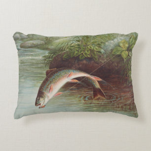 Forel springend uit een beek door S.A. Kilbourne O Accent Kussen