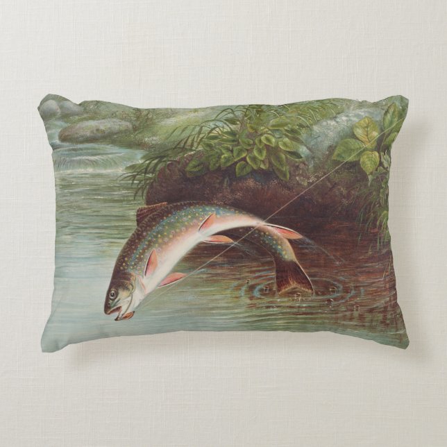 Forel springend uit een beek door S.A. Kilbourne O Accent Kussen (Voorkant)