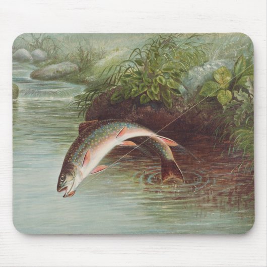 Forel springend uit water door S.A. Kilbourne Vint Muismat (Voorkant)
