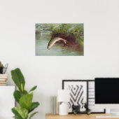 Forel springend uit water door S.A. Kilbourne Vint Poster (Thuiskantoor)