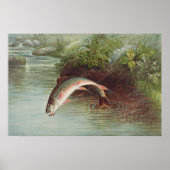 Forel springend uit water door S.A. Kilbourne Vint Poster (Voorkant)