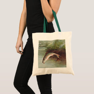Forel springend uit water door S.A. Kilbourne Vint Tote Bag