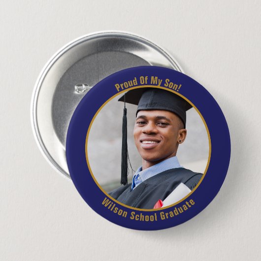 Forel van uw Afstuderen foto Button Gold en blauw (Voorkant /achterkant)