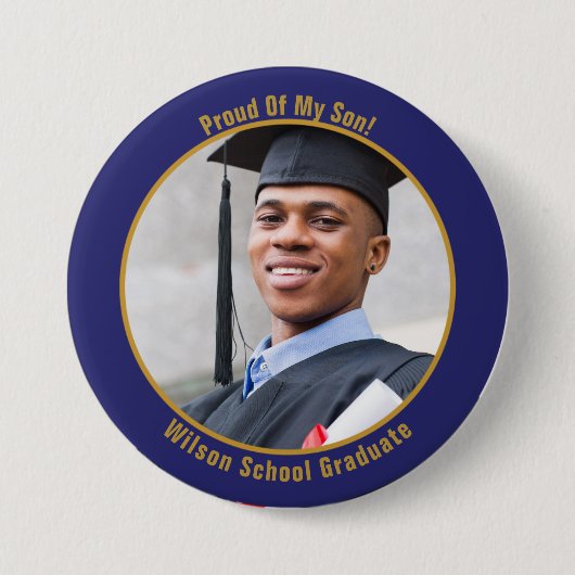 Forel van uw Afstuderen foto Button Gold en blauw (Voorkant)