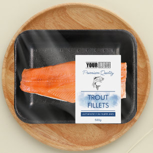Forel Visfilets Productlabel met Logo Voedselcontainer Etiket