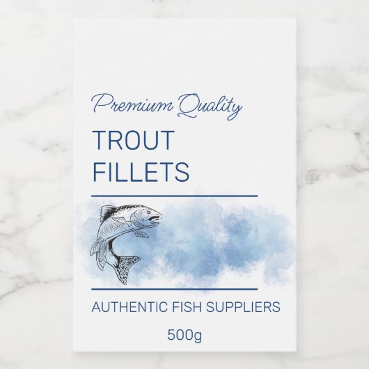Forel Visfilets Productlabel Voedselcontainer Etiket (Enkel label)