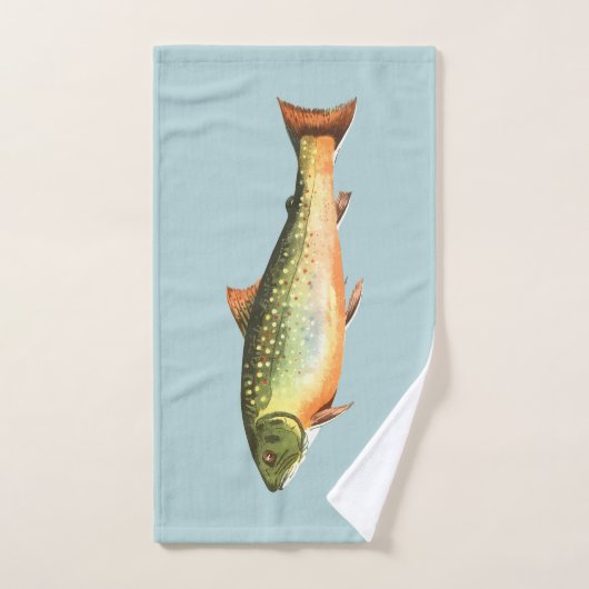 Forel vispatroon op blauw en wit bad handdoek (Handdoek)
