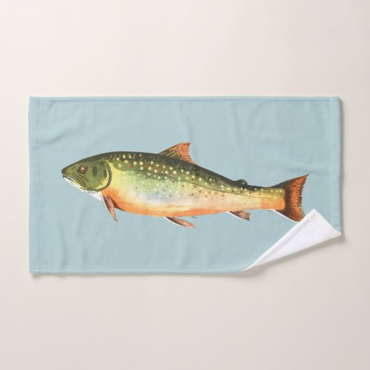 Forel vispatroon op blauw en wit bad handdoek (Handdoek)