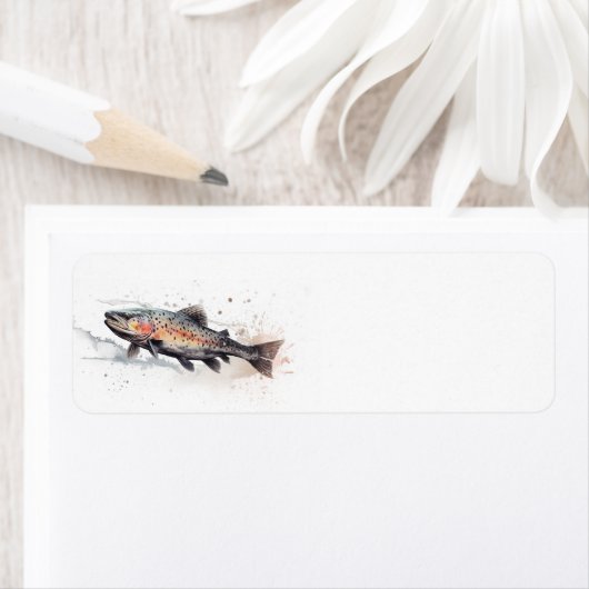 Forel vissen aquarel illustratie etiket (Insitu)