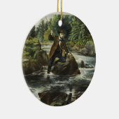 Forel vissen print van Currier en Ives Keramisch Ornament (Rechts)