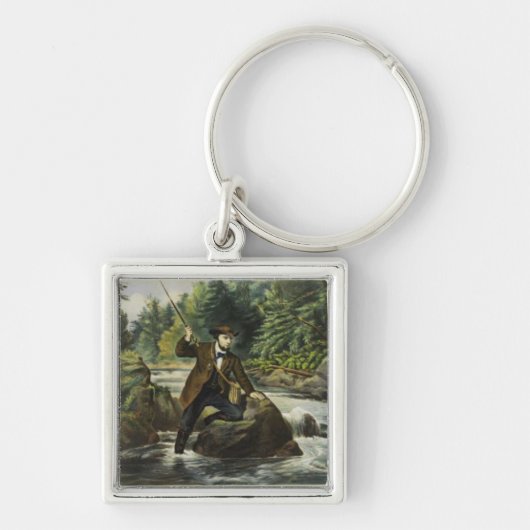 Forel vissen print van Currier en Ives Sleutelhanger (Voorkant)