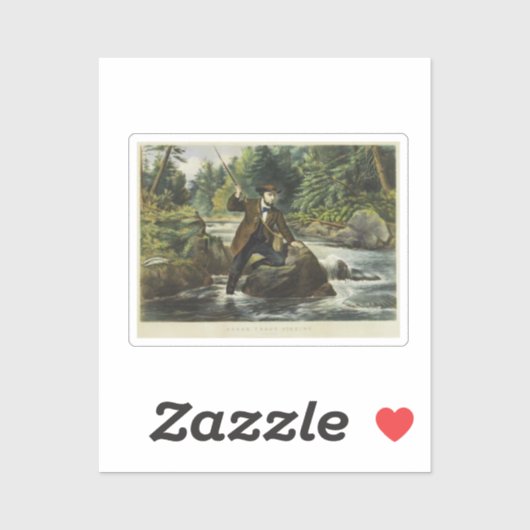 Forel vissen print van Currier en Ives Sticker (Vel)