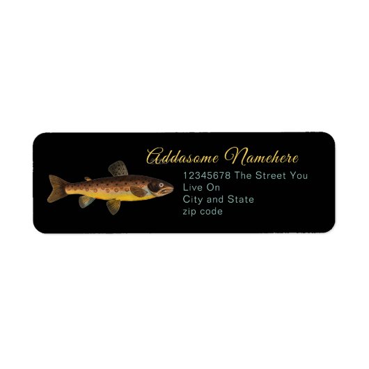 Forel vissen  waterverf patroon etiket (Voorkant)