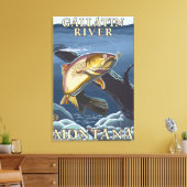 forel Vist de doorsnede Gallatin, Canvas Afdruk (Insitu (Woonkamer))