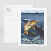 forel Vist dwars door - Washington Briefkaart (Voorkant / Achterkant)