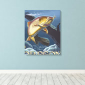 forel Vist dwarsdoorsnede - Clackamas, Canvas Afdruk (Insitu (Houten vloer))