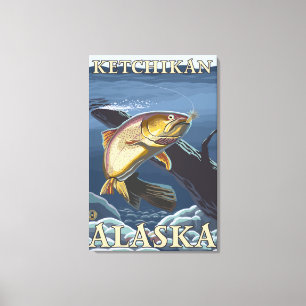 forel Vist dwarsdoorsnede - Ketchikan, Canvas Afdruk