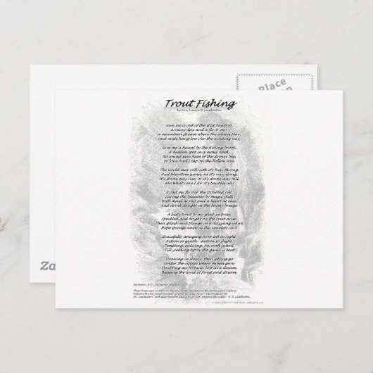 Forel Vist gedicht met gegraveerde achtergrond Briefkaart (Voorkant / Achterkant)