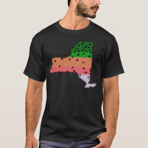 Forel Vist regenboogforelpatroon staat New York T-shirt