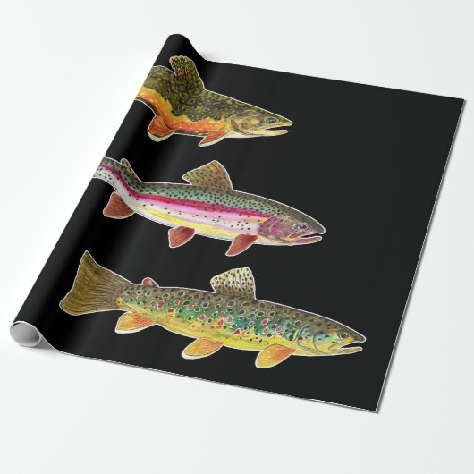 Forel vliegen - Brook, bruin, regenboog Cadeaupapier (Uitgerold)