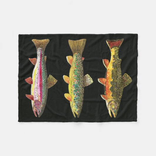 Forel vliegen - Brook, bruin, regenboog Fleece Deken (Voorkant (Horizontaal))