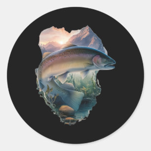 Forel Vliegvissen Bergen Natuur Visser Ronde Sticker