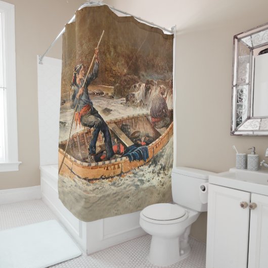 “Forellen vissen” Westerse kunst van Frank Feller Douchegordijn (In situ)