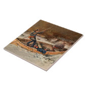 “Forellen vissen” Westerse kunst van Frank Feller Tegeltje (Zijkant)