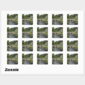 Forelstroom in het dorp Bibury, Vierkante Sticker (Vel)