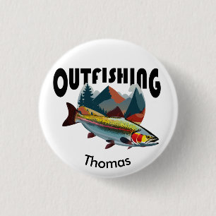Forelvisserij in de Rocky Mountains "Outfishing" Ronde Button 3,2 Cm