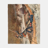 “Forelvisserij” Westerse kunst van Frank Feller Fleece Deken (Voorkant)