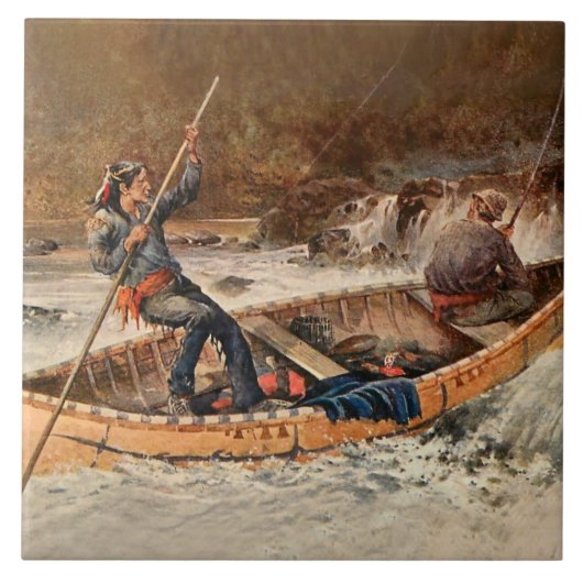 “Forelvisserij” Westerse kunst van Frank Feller Tegeltje (Voorkant)