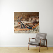“Forelvisserij” Westerse kunst van Frank Feller Wandkleed (In Situ (horizontaal))