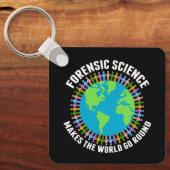 Forensische wetenschap maakt de wereld draaiende sleutelhanger (Voorkant)