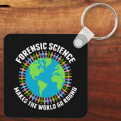 Forensische wetenschap maakt de wereld draaiende sleutelhanger (Achterkant)