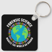 Forensische wetenschap maakt de wereld draaiende sleutelhanger (Achterkant)
