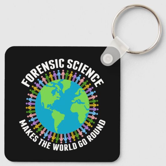 Forensische wetenschap maakt de wereld draaiende sleutelhanger (Achterkant)