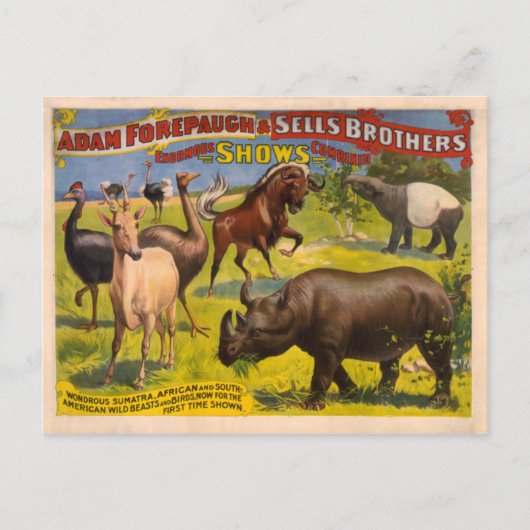 Forepaugh en Sells wonderbaarlijk beest Circus Pos Briefkaart (Voorkant)