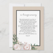 Foreral Floral Beige Photo Memorial Programme Bedankkaart (Achterkant)