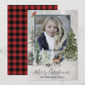 Fores Woodland Eenvoudige Foto Prettig Kerstfeest Feestdagenkaart (Voorkant / Achterkant)