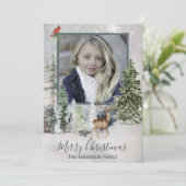 Fores Woodland Eenvoudige Foto Prettig Kerstfeest Feestdagenkaart (Staand voorkant)