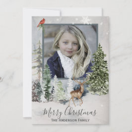 Fores Woodland Eenvoudige Foto Prettig Kerstfeest Feestdagenkaart
