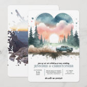 Forest 4X4 Truck Wedding Invitation Kaart (Voorkant / Achterkant)