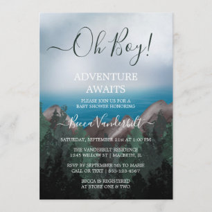Forest Adventure Awaits Boy Baby shower Kaart