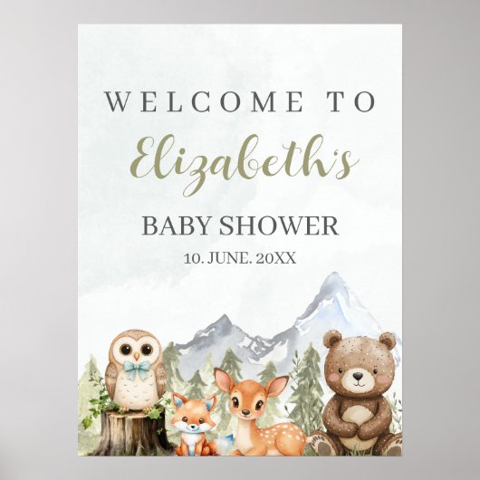 Forest Adventure Baby Shower for Boy Poster (Voorkant)