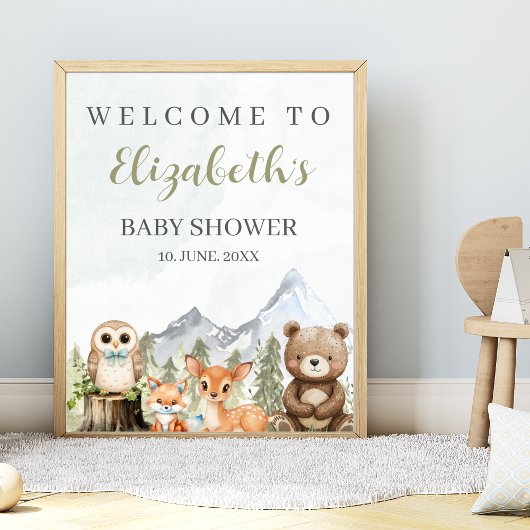 Forest Adventure Baby Shower for Boy Poster