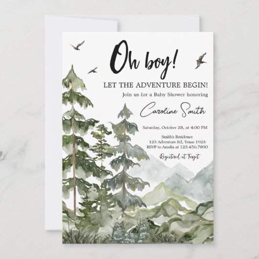 Forest Adventure Baby shower Uitnodiging (Voorkant)