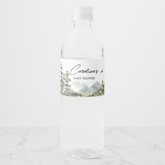 Forest Adventure Baby shower Waterfles Etiket (Voorkant)